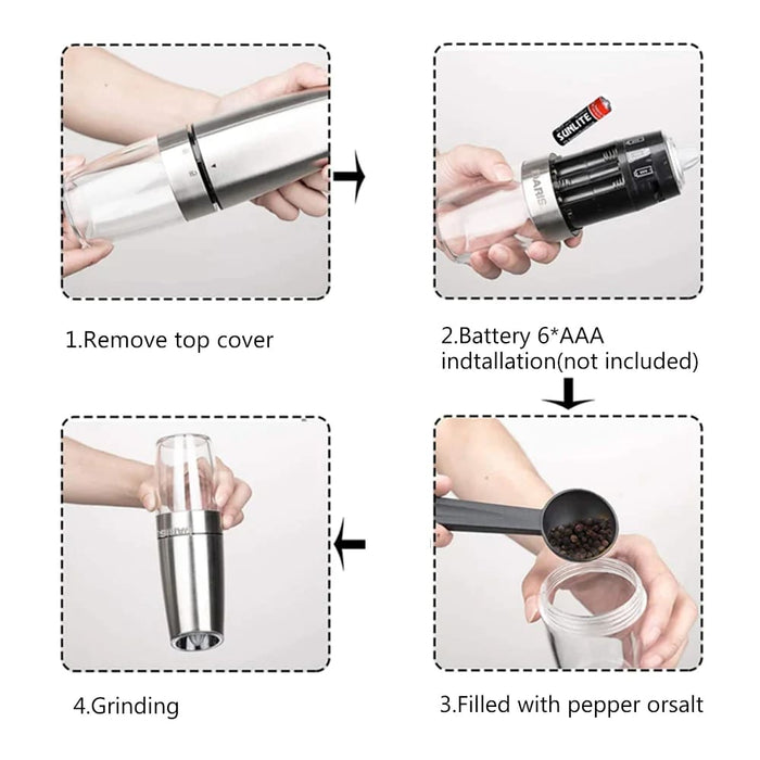 Electric Automatic Salt And Pepper Mill Grinders With Led