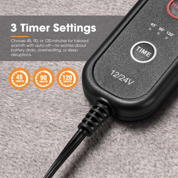 12V Electric Blanket With Controller Washable Throw Rug Travel Camping