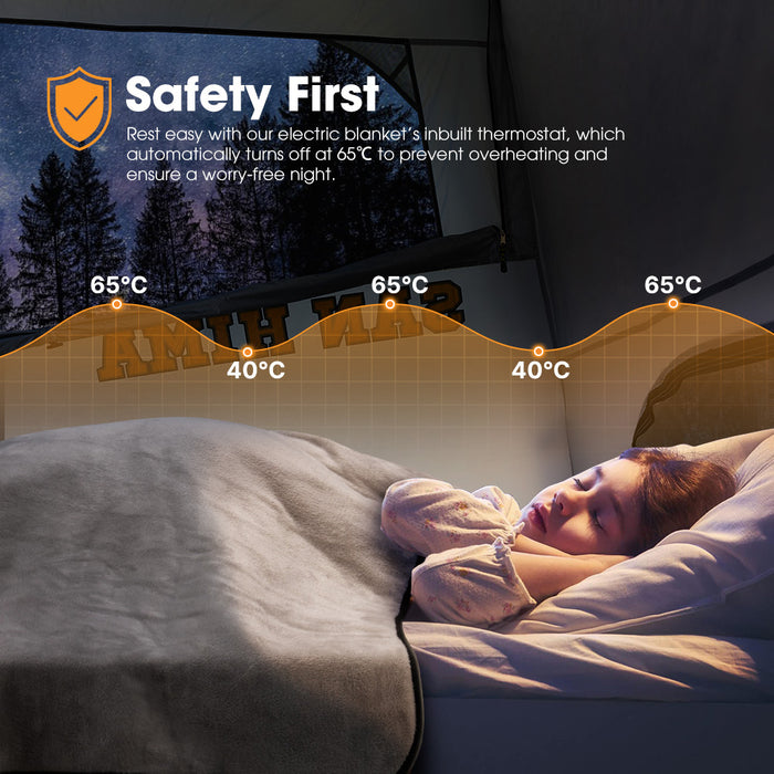 12V Electric Blanket With Controller Washable Throw Rug Travel Camping