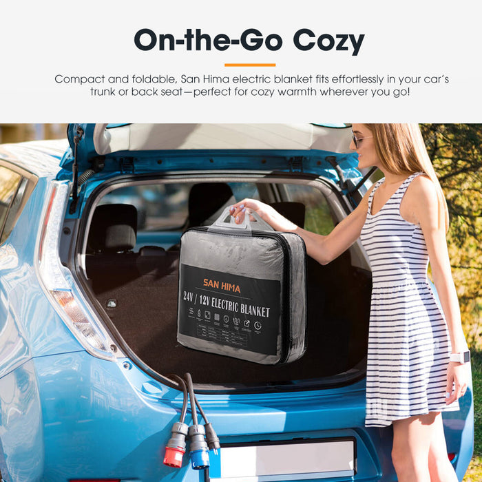 12V Electric Blanket With Controller Washable Throw Rug Travel Camping