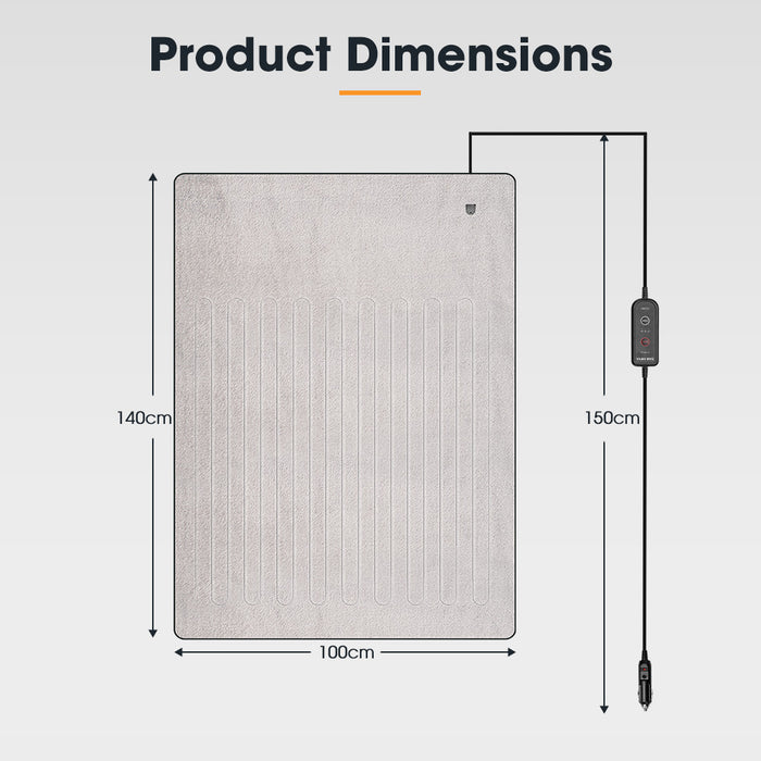 12V Electric Blanket With Controller Washable Throw Rug Travel Camping