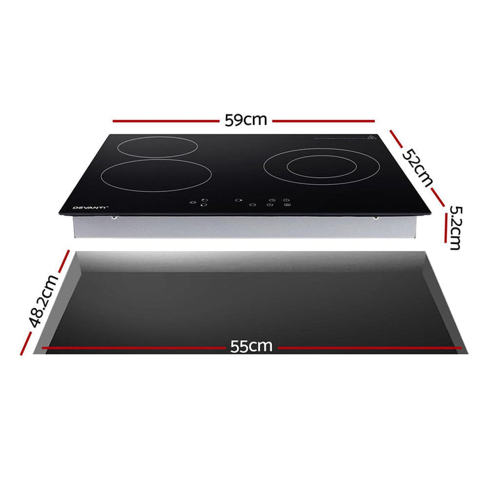 Electric Ceramic Cooktop 60cm Kitchen Cooker 4 Burner Hob