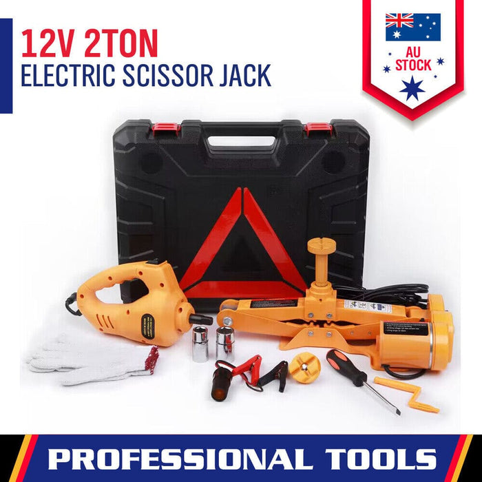 Electric Car Jack Floor 2 Ton Scissor Repair Tool Heavy Duty