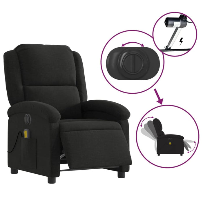 Electric Massage Recliner Chair Black Fabric Txbpaxl