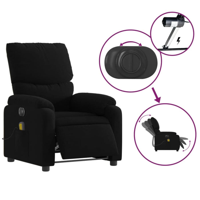 Electric Massage Recliner Chair Black Fabric Txbplka