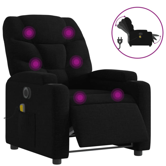 Electric Massage Recliner Chair Black Fabric Txbplxx