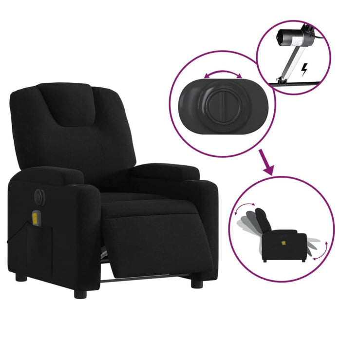 Electric Massage Recliner Chair Black Fabric Txbppxx