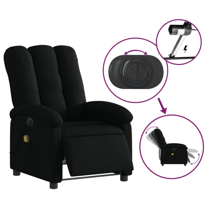 Electric Massage Recliner Chair Black Fabric Txbptka