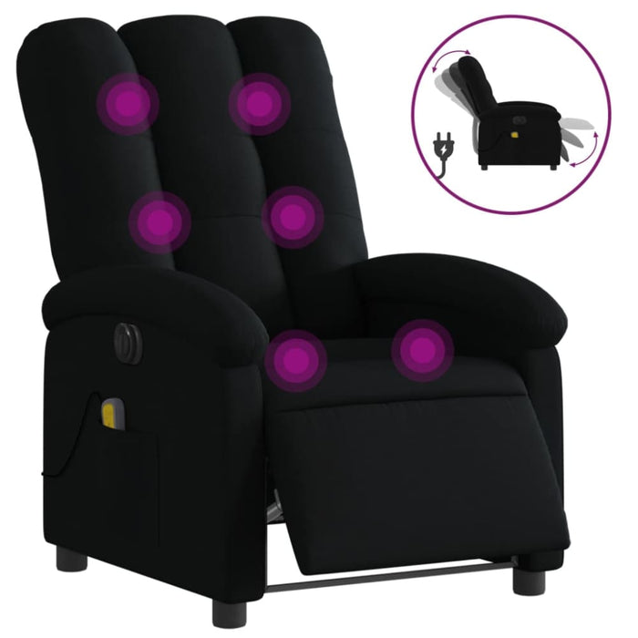 Electric Massage Recliner Chair Black Fabric Txbptka