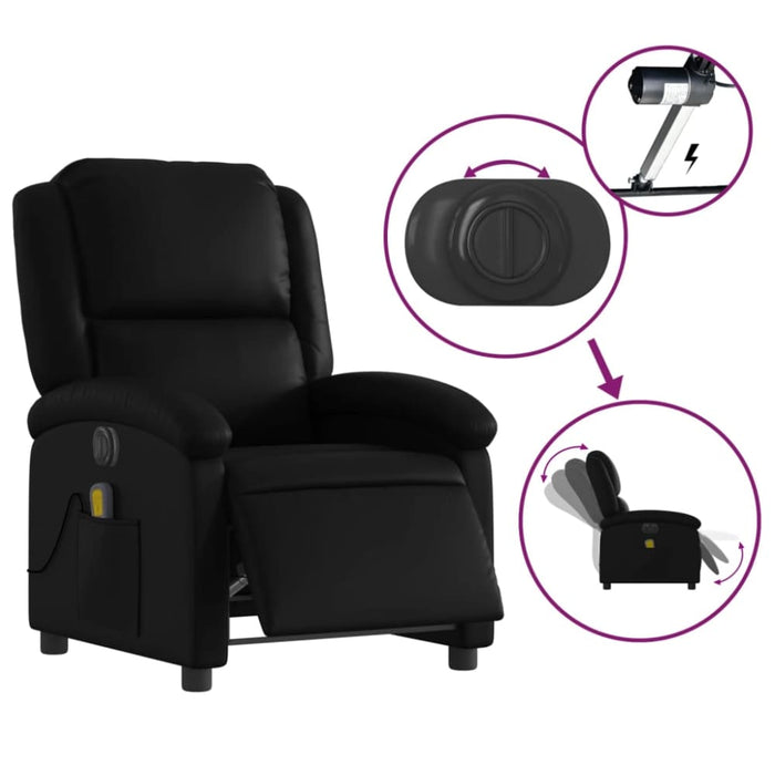 Electric Massage Recliner Chair Black Faux Leather Txbpapt