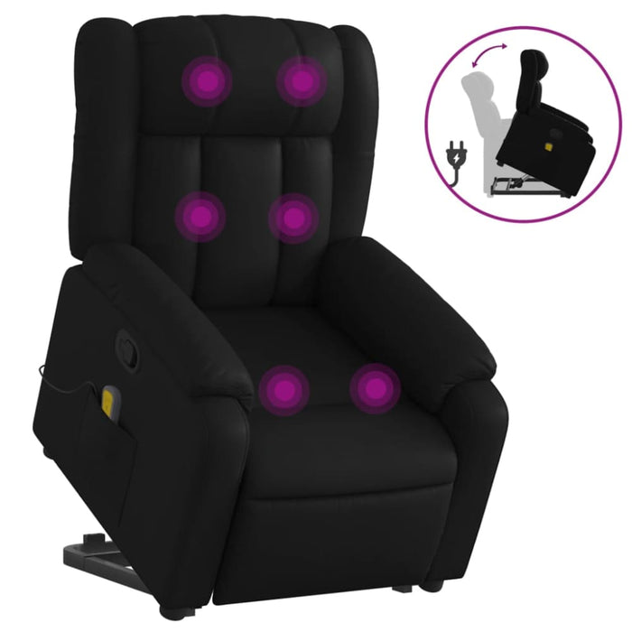 Electric Massage Recliner Chair Black Faux Leather Txbpill