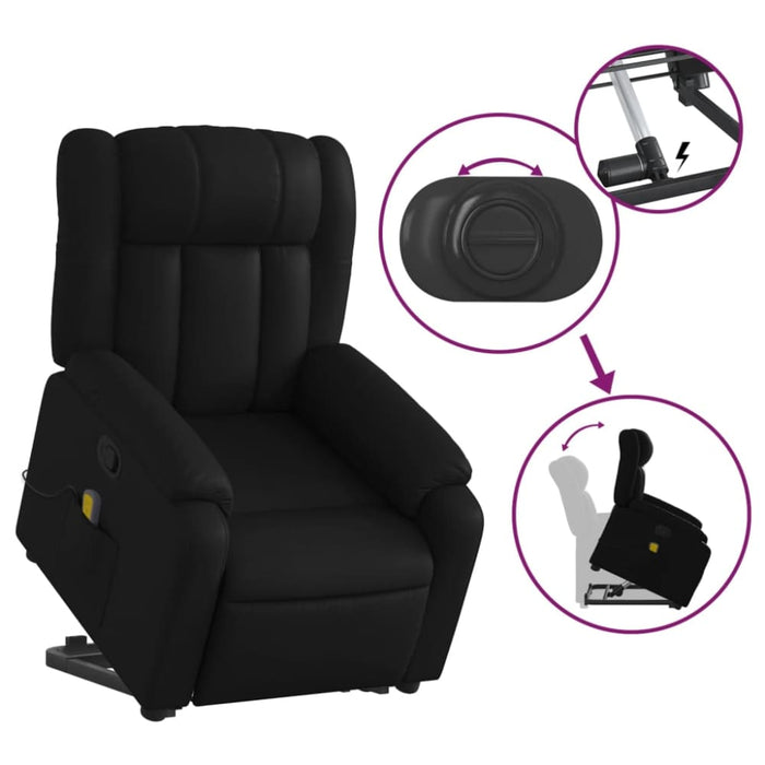 Electric Massage Recliner Chair Black Faux Leather Txbpill