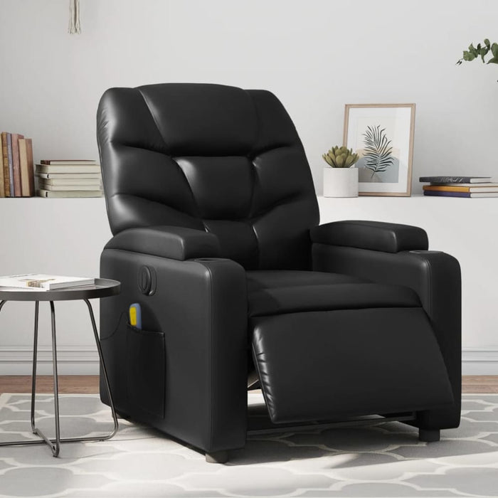Electric Massage Recliner Chair Black Faux Leather Txbplak