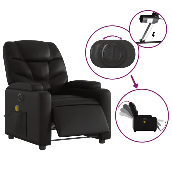 Electric Massage Recliner Chair Black Faux Leather Txbplak