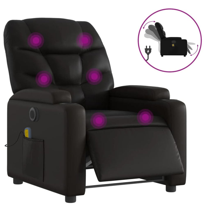 Electric Massage Recliner Chair Black Faux Leather Txbplak