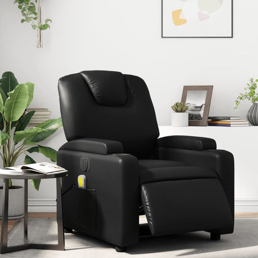 Electric Massage Recliner Chair Black Faux Leather Txbppak