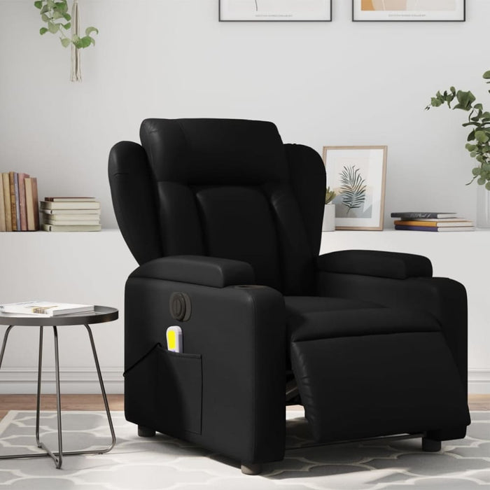 Electric Massage Recliner Chair Black Faux Leather Txbppkk