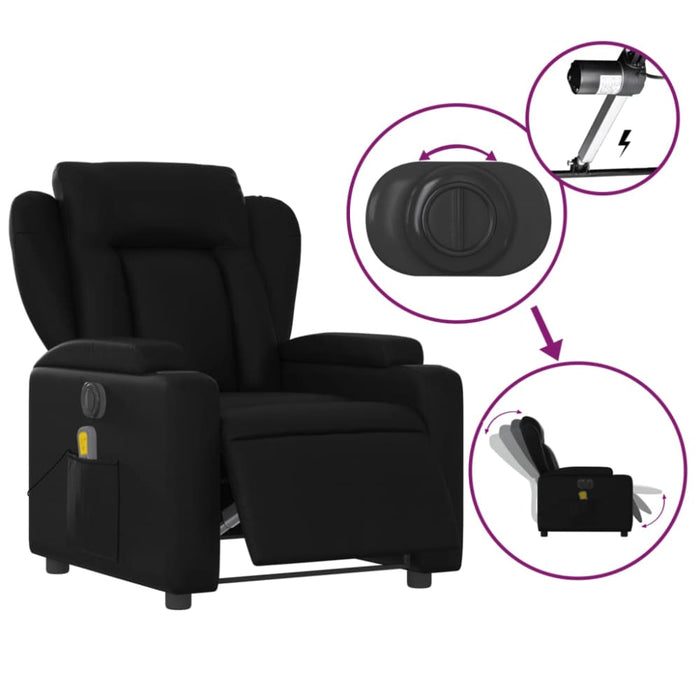 Electric Massage Recliner Chair Black Faux Leather Txbppkk