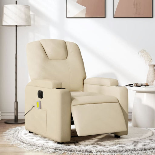Electric Massage Recliner Chair Cream Fabric Txbppxt