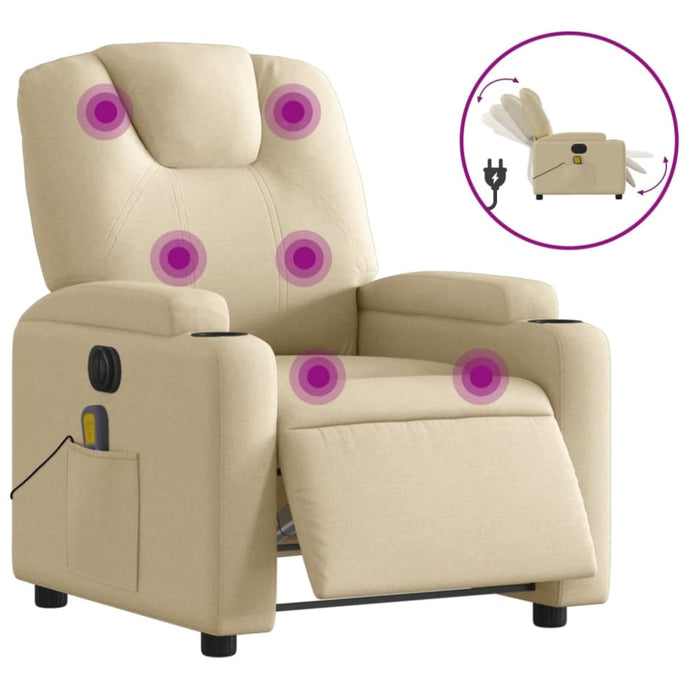 Electric Massage Recliner Chair Cream Fabric Txbppxt
