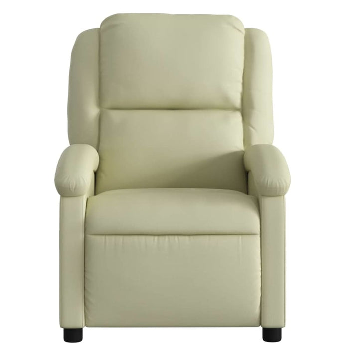 Electric Massage Recliner Chair Cream Real Leather Txbpain
