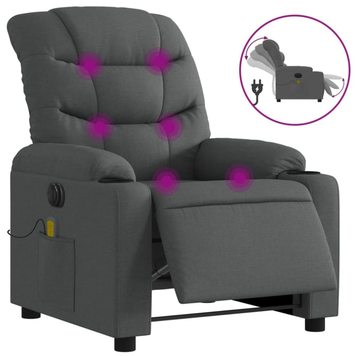 Electric Massage Recliner Chair Dark Grey Fabric Txblnpp