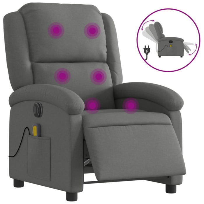 Electric Massage Recliner Chair Dark Grey Fabric Txbpaxp