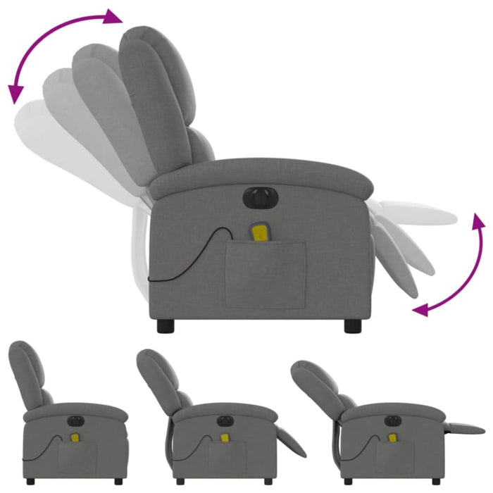Electric Massage Recliner Chair Dark Grey Fabric Txbpaxp