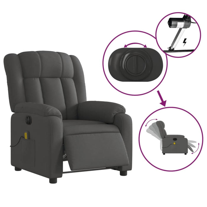 Electric Massage Recliner Chair Dark Grey Fabric Txbpinp