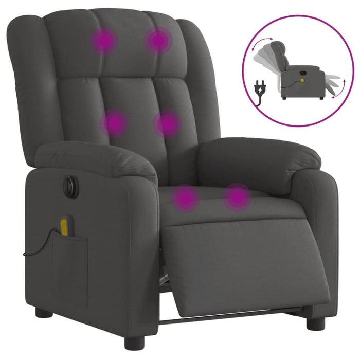Electric Massage Recliner Chair Dark Grey Fabric Txbpinp