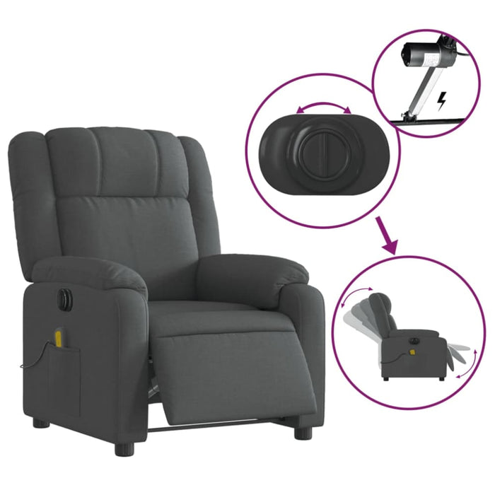 Electric Massage Recliner Chair Dark Grey Fabric Txbpipl