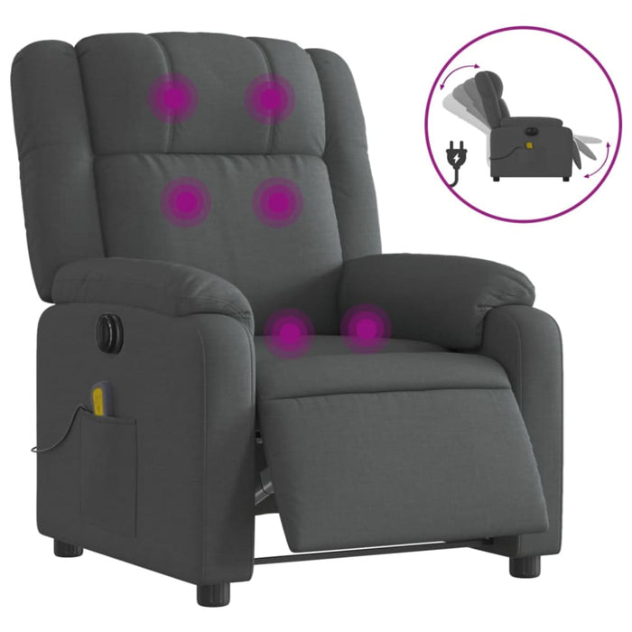Electric Massage Recliner Chair Dark Grey Fabric Txbpipl