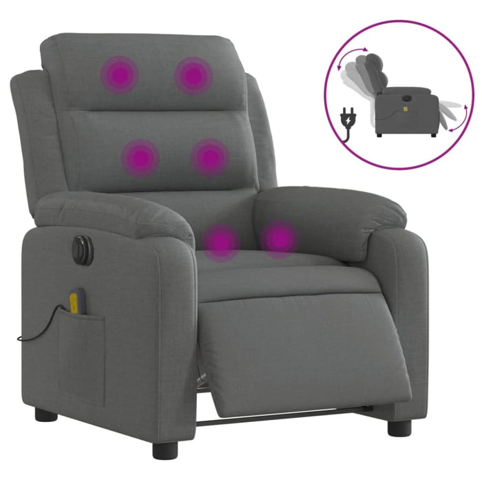 Electric Massage Recliner Chair Dark Grey Fabric Txbpitb