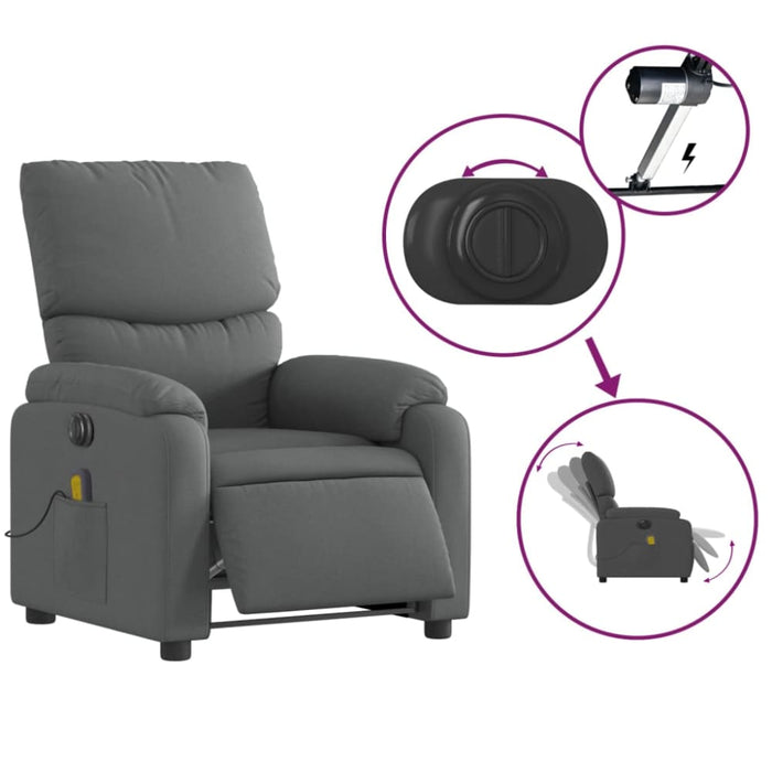 Electric Massage Recliner Chair Dark Grey Fabric Txbplkt