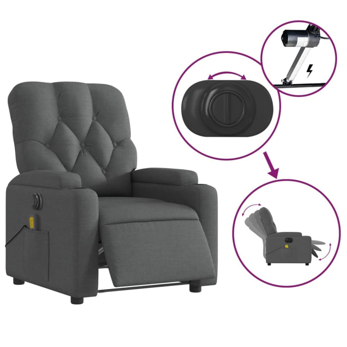 Electric Massage Recliner Chair Dark Grey Fabric Txbplln
