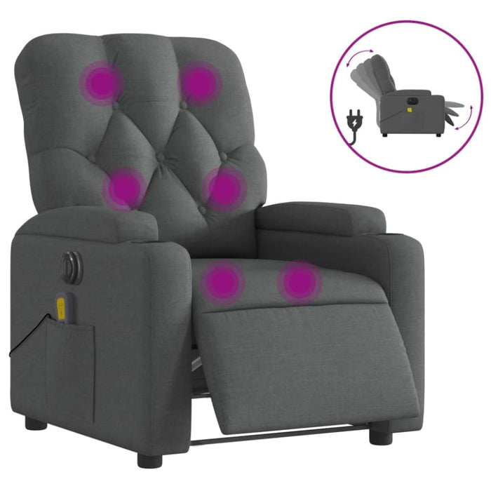 Electric Massage Recliner Chair Dark Grey Fabric Txbplln