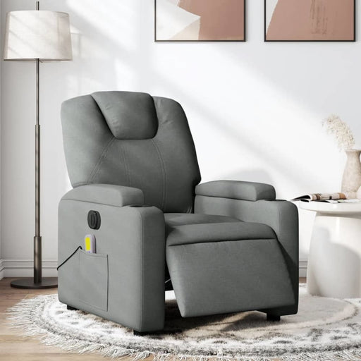 Electric Massage Recliner Chair Dark Grey Fabric Txbppxo
