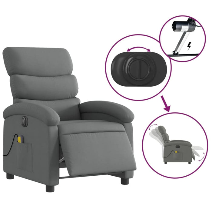 Electric Massage Recliner Chair Dark Grey Fabric Txbptln