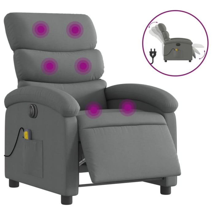 Electric Massage Recliner Chair Dark Grey Fabric Txbptln