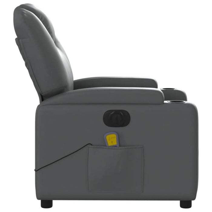 Electric Massage Recliner Chair Grey Faux Leather Txbpppo