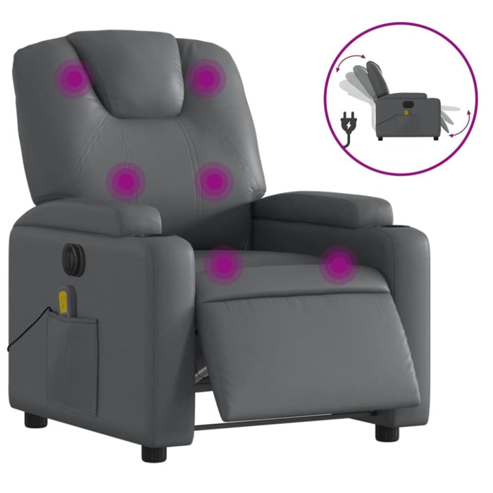 Electric Massage Recliner Chair Grey Faux Leather Txbpppo