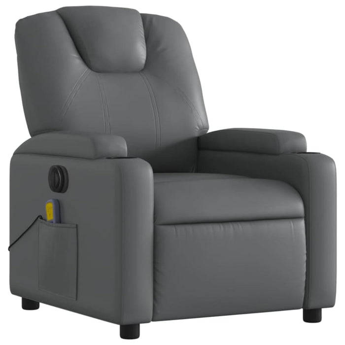 Electric Massage Recliner Chair Grey Faux Leather Txbpppo