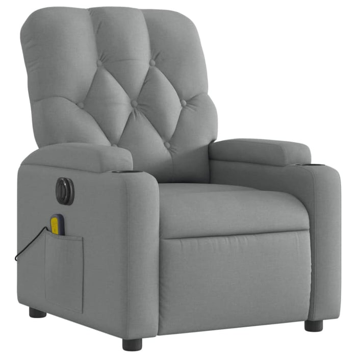 Electric Massage Recliner Chair Light Grey Fabric Txbplli