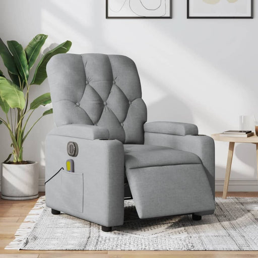 Electric Massage Recliner Chair Light Grey Fabric Txbplli