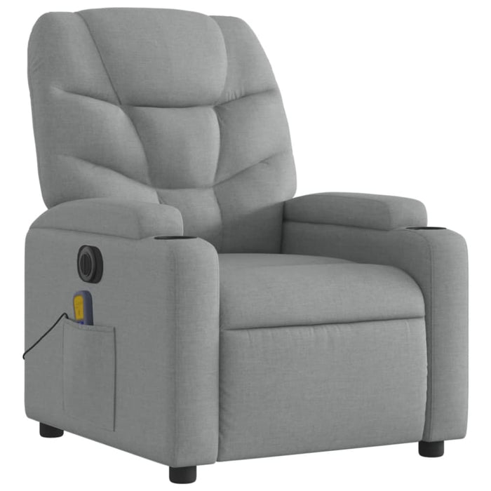 Electric Massage Recliner Chair Light Grey Fabric Txbplxb