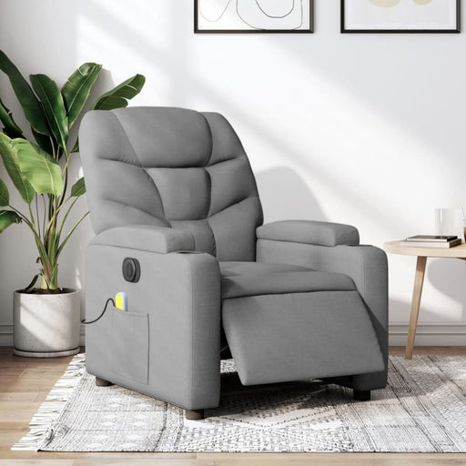 Electric Massage Recliner Chair Light Grey Fabric Txbplxb