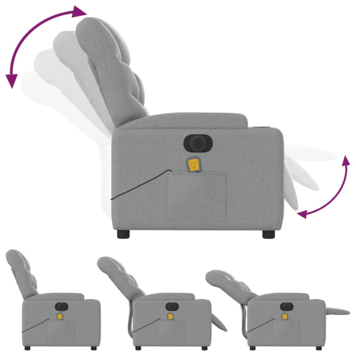Electric Massage Recliner Chair Light Grey Fabric Txbplxb