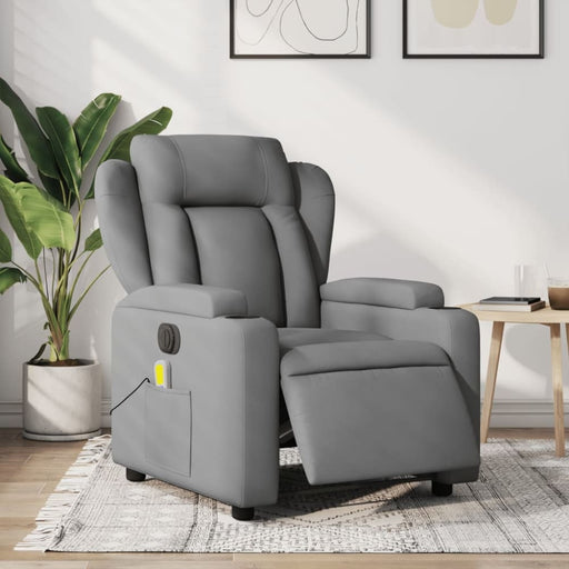 Electric Massage Recliner Chair Light Grey Fabric Txbppil