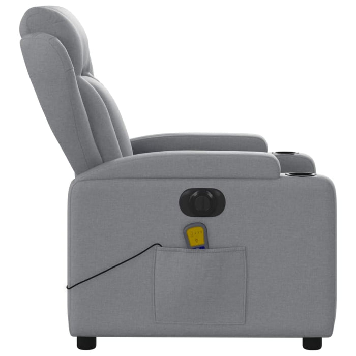 Electric Massage Recliner Chair Light Grey Fabric Txbppil