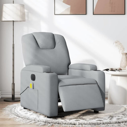 Electric Massage Recliner Chair Light Grey Fabric Txbppxb